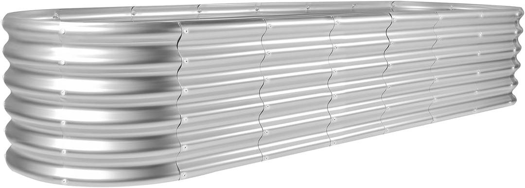 Land Guard 821.5ft Galvanized Raised Garden Bed Kit, Raised Garden Boxes Outdoor, Oval Metal Raised Garden Beds for Vegetables, Silver