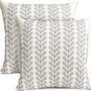 Decorative Throw Pillow Covers Set of 2 Light Gray Pillow Covers 18x18 Inch Throw Pillow Cover Linen Pillowcase Modern Boho Farmhouse Outdoor Pillow Covers for Couch Sofa Bed Living Room
