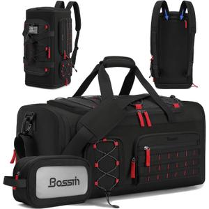 Bosstin Gym Bag for Men & Women,45L Travel Duffle Sports Duffel Bag Gym Weekender Overnight Backpack with Shoe Compartment, 1Black, Large, Expandable Travel Duffel Bag