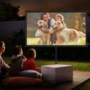 Projector Screen with Tripod Stand, Indoor Movie Screen, 80 in Portable Projection Screen, 16:9, 4K Display Washable Mobile Polyester Fabric Projector Screen for Backyard, Home Theater