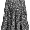 MSLG Women's High Elastic Waist Midi Skirt Casual Summer Trendy Tie Front Flowy Ruffle Floral Print A line Skirts 626 (S)