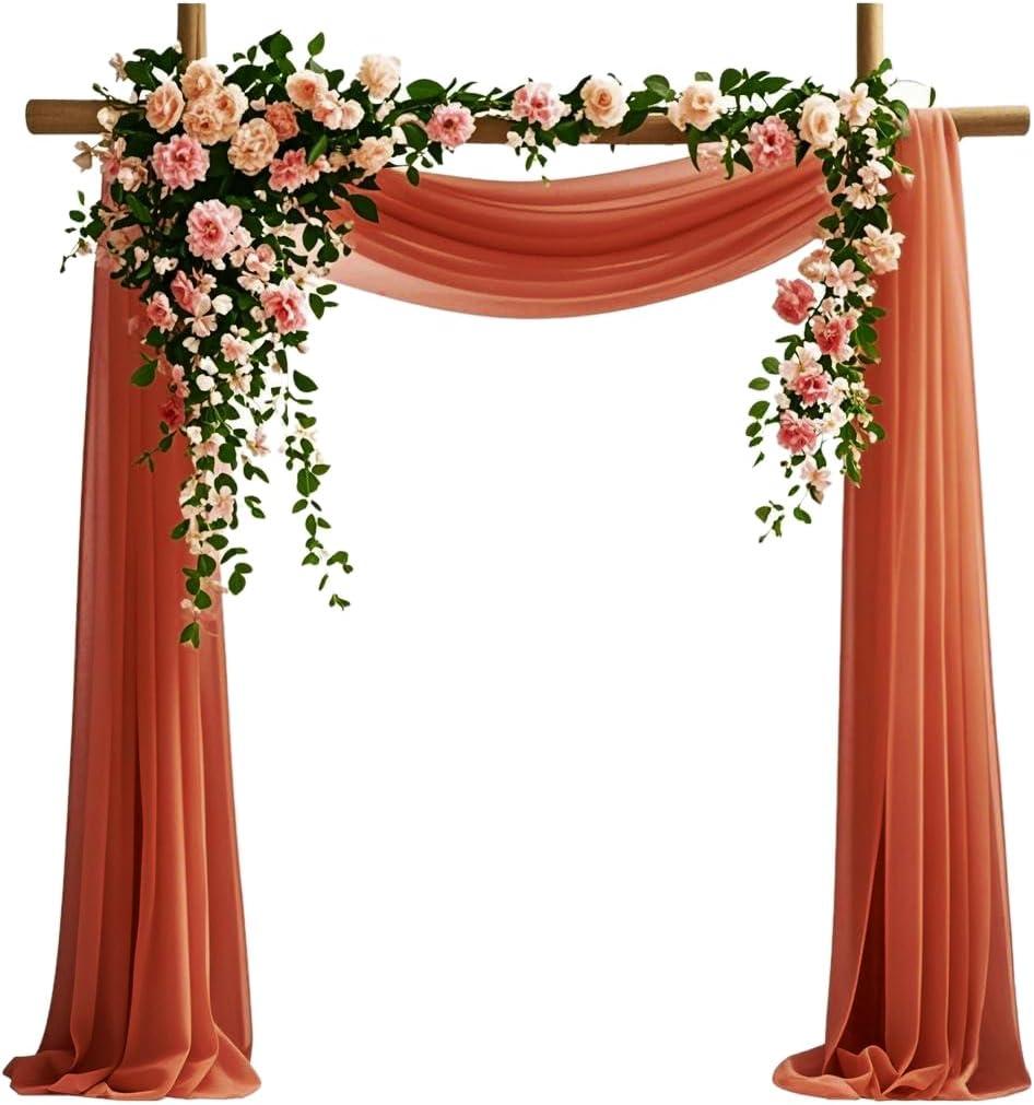 Wedding Arch Draping Fabric, 6.7 Yards Caramel Sheer Curtains Wedding Decorations for Ceremony, Caramel Chiffon Draping Fabric 29" x 20ft Backdrop