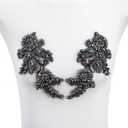 Pair Handmade Shining Crystals Rhinestones DIY Clothing Applique Patches, Sewing Beads Sequins Stone Trim Accessories for Wedding Dress Decoration(Gray-Small)