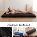 Zelladorra Japanese Floor Mattress, Futon Mattress with Portable Storage Bag and Washable Cover, Roll Up Thick Tatami Mat Suitable for Camping, Guest Room, Black, Queen