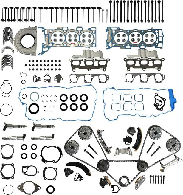 3.6 Engine Overhaul Kit Timing Chain Kit For Chevy GMC Buick 3.6L V6 09-16 | W/Head Gasket Set Bolt Bearing Kit Fit For GMC Acadia Buick Enclave Saturn Outlook Chevrolet Traverse HS26376PT-5 9-0753S