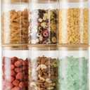 D2scrma 32oz Straight Cylindrical Airtight Storage Containers with Bamboo Lids Set of 6, Round Stackable Canisters, Food Jars, Pantry Organizers for Sugar, Cookies and Coffee beans (with Black Lable)