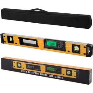 24-Inch Digital Torpedo Level and Protractor | Neodymium Magnets | Bright LCD Display | IP54 Dust/Water Resistant smart level with Carrying Bag