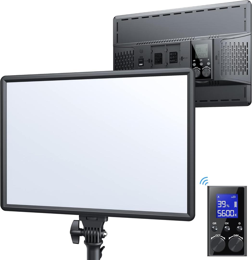 RALENO 45W Led Video Light,18'' Panel Lighting with 2.4G Remote, CRI 97+ Bi-Color 3200-5600K Dimmable on Camera Light, Continuous Output Lighting for Game/YouTube/Zoom/Photography/Studio