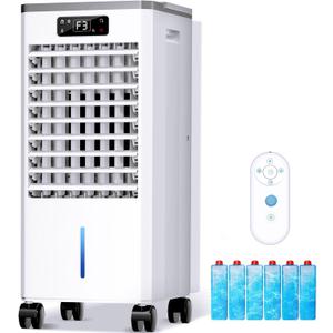 Evaporative Air Cooler, Windowless Portable Air Conditioners Fan w/3 Modes & 3 Speeds, 12H Timer for Smart Auto-off, 2-Gal Tank for 20H Cooling,16FT Remote,No Hose Needed,46db Swamp Cooler