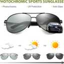 Polarized Photochromic Sports Sunglasses for Men UV-Protection Day & Night Driving Glasses - Al-Mg Metal Ultralight