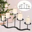Iron Candle Holder Fireplace: 5 Metal Candelabra Centerpiece Decor - Candle Holder Stand for Candelabra Pillar Candles
