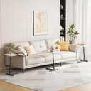 Small Drink Table for Small Spaces,Modern C Table, Side Table,Bedroom Nightstand,Marble Tabletop for Low Sofas Living Room Corners and Office,15.75 x 11.42 x 19.69 Inches (Black)