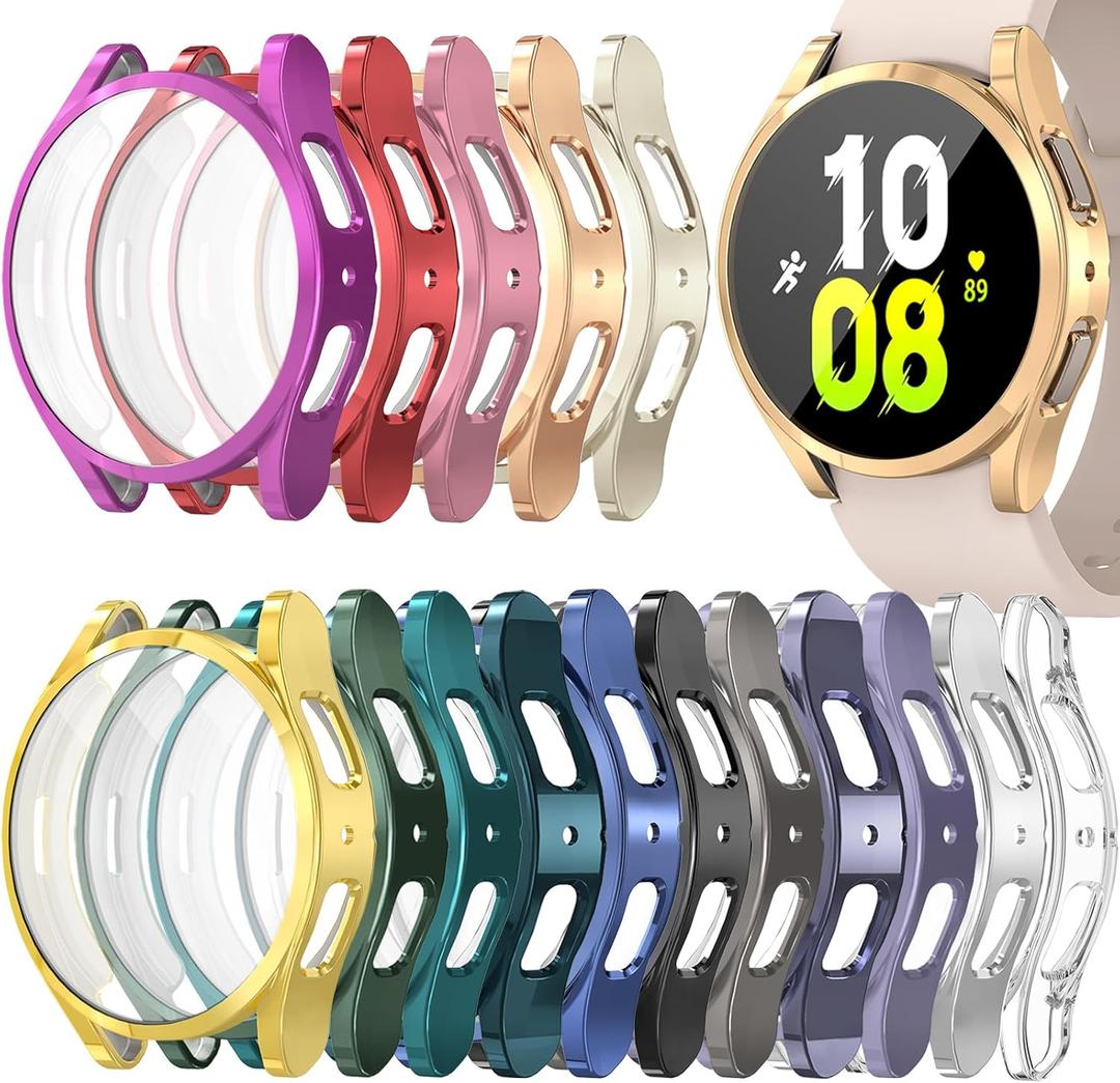 RICHONE [16Pack] Compatible with Samsung Galaxy Watch 4/5/FE 40mm Screen Protector, Flexible TPU Bumper Case Full Protection Face Covers Accessories for Samsung Watch FE 5/4 40 MM 16 Pcs Multicolor