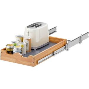 OCG Pull Out Drawers For Cabinets, Slide out Wood Drawer Shelf, Pull Out Shelves for Base Cabinet Organization in Kitchen, Pantry, Bathroom (11W21D, 1 Tier, Wood)