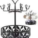 Mug Holder Tree Stand for Bar Kitchen Counter with Storage Basket Multifunctional Cup Holder for Counter with 6 Hooks for Coffee Bar