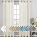 H.VERSAILTEX Natural Linen Semi Sheer Curtains for Living Room Extra Long Curtains Made of Rich Linen Soft Material, Nickel Grommet Window Panel Drapes (Set of 2, 52 by 108 Inch, Ivory)