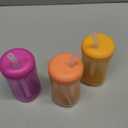 The First Years Squeeze & Sip Toddler Straw Cups - Squeezable Transition Sippy Cup with Silicone Straw - Toddler Feeding Supplies - Yellow/Pink/Orange - 7 Oz - 3 Count - Ages 6 Months and Up