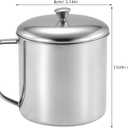 Amosfun Stainless Steel Water Cup with Lid and Handle 4.33X3.14 Inch Metal Milk Mug for Coffee Tea Home Office Travel (0 Ounces, Silver)