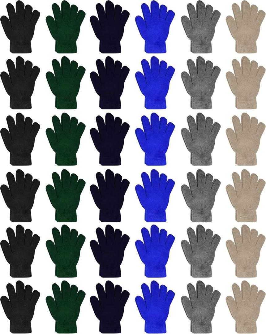 Toulite 36 Pair Adult Winter Gloves Bulk Warm Knitted Magical Gloves Stretchy Solid Color Mittens for Men Women Homeless
