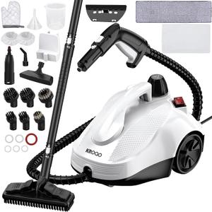 Steam Cleaner, Steam Mop with 22 Accessories, Powerful Multipurpose Portable Steamer for Cleaning to Remove Grime, Grease, for Multi-Purpose and Multi-Surface Floors, 16.4ft Power Cord, White