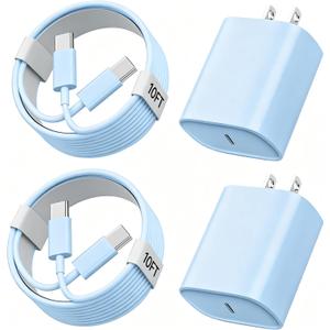 Phone 17 16 15 Charger Fast Charging, 10 FT Long USB C Charger Cord with 20W Type C Fast Phone Charging Block forPhone 17/17 Pro/17 Pro max/Air/Phone 16 15 Pro Max Plus, iPad, Android,Blue