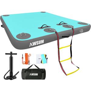 AWSUM Inflatable Floating Dock Air Dock Platform Floating Island Raft with None-Slip Surface for Pool Beach Ocean