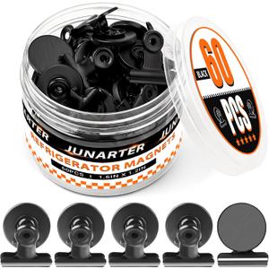 60 Pack Magnetic Clips Heavy Duty, Black Magnet Clips for Fridge, Refrigerator Magnets, Strong Magnetic Clip, Scratch Free Magnets with Clip for Whiteboard, Refrigerator, Locker