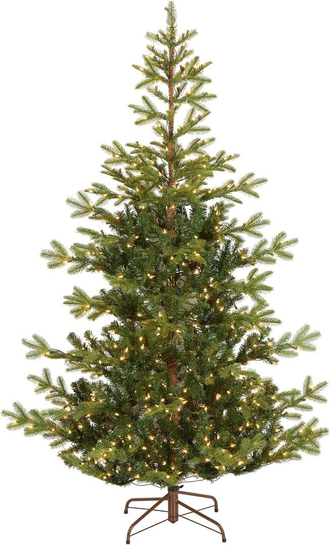National Tree Company 6.5 ft Pre-Lit Norwegian Spruce Artificial Christmas Tree, 650 Clear Lights, 956 Feel Real Tips, Includes Stand, Green