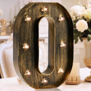 OYCBUZO Golden Black Led Marquee Letter - Industrial, Vintage Style Light Up Alphabet Letter Sign for Cafe Wedding Birthday Party Christmas Lamp Home Bar Initials Decor - O