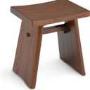 StrongTek Teak Shower Stool, 18-Inch Solid Teak Wood Bath Seat Bench for Bathroom, Spa & Home, Ergonomic Curved Seat, Water-Resistant, 350 lbs Capacity, Stable Structure & Smooth Finish, Dark Brown