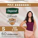 Depend Silhouette Adult Diapers, Incontinence & Postpartum Bladder Leak Underwear for Women, Maximum Absorbency, Small, Pink, 60 Count (2 Packs of 30)