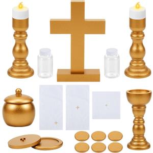 Sliner Catholic Gifts for Kids Mass Kit Wooden Mass Play Set My First Communion Gift Catholic Toys Set Baby Holy Baptism Gifts for Christmas Priest Churches Birthday Easter Party Decor(Bright Color)
