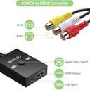 RCA to HDMI Converter with 4:3/16:9 Switch, 1080P AV Composite Video Adapter with HDMI and USB Cables, Supports PAL/NTSC for Wii PS2 DVD VHS to HDTV or Monitor