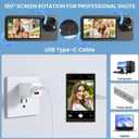 Phone Vlog Selfie Monitor - Magnetic Screen for iPhone Android, 1500mAh for Live Streaming & Recording, Compatible with iPhone/Android Case with Rear Camera