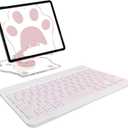 TopPerfekt for Bluetooth Keyboard, Cute Tablet Stand Adjustable Adjustable & Foldable, Wireless Rechargeable Keyboard for iPad, iPad Pro/Mini/Air, Samsung Xiaomi Tablets, etc - Pink (250mm x 150mm)
