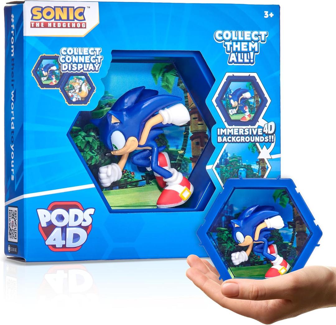 PODS 4D Sonic | Unique Connectable Collectable Bobble-Head Figure That Bursts from Their World into Yours | Wall or Shelf Display |Sonic Toys and Gifts | Series 1 no. 479