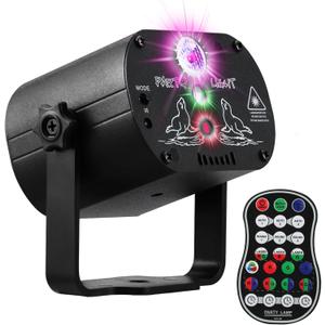 DJ Disco Stage Party Lights, LED Sound Activated Laser Light RGB Flash Strobe Projector with Remote Control for Christmas Halloween Decorations Karaoke Pub KTV Bar Dance Gift Birthday Wedding (USB Powered)