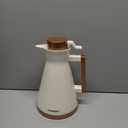 1L/34OZ Thermal Coffee Carafe Vacuum Flask with Double Wall Glass Liner (White)