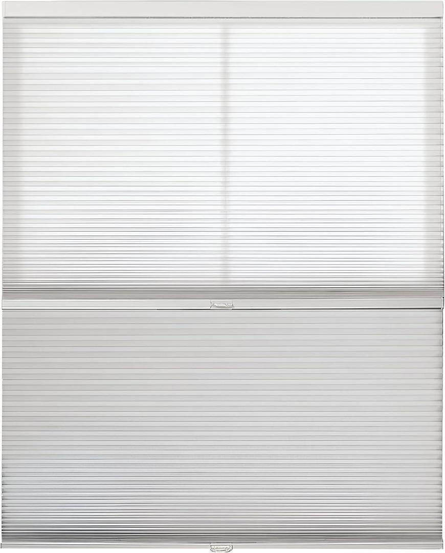 BlindsAvenue Cordless Day/Night Cellular Honeycomb Shade, 9/16" Single Cell, White, Size: 24" W x 48" H