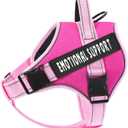Voopet Emotional Support Dog Harness, Professional Service Dog Vest Harness for Small Medium Large Dogs, Reflective Breathable and Adjustable No Pull/Choke ESA Essential Harness, XX-Small, Pink Rose