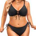 Daci Women's Plus Size Triangle Bikini Set, Sexy Tie Front Two-Piece Swimsuit, Size 16 W