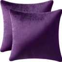 MIULEE Pack of 2, Velvet Soft Solid Decorative Square Throw Pillow Covers Set Cushion Cases Pillowcases for Sofa Bedroom Car18 x 18 Inch 45 x 45 Cm (18" x 18" (Pack of 2), Eggplant Purple)
