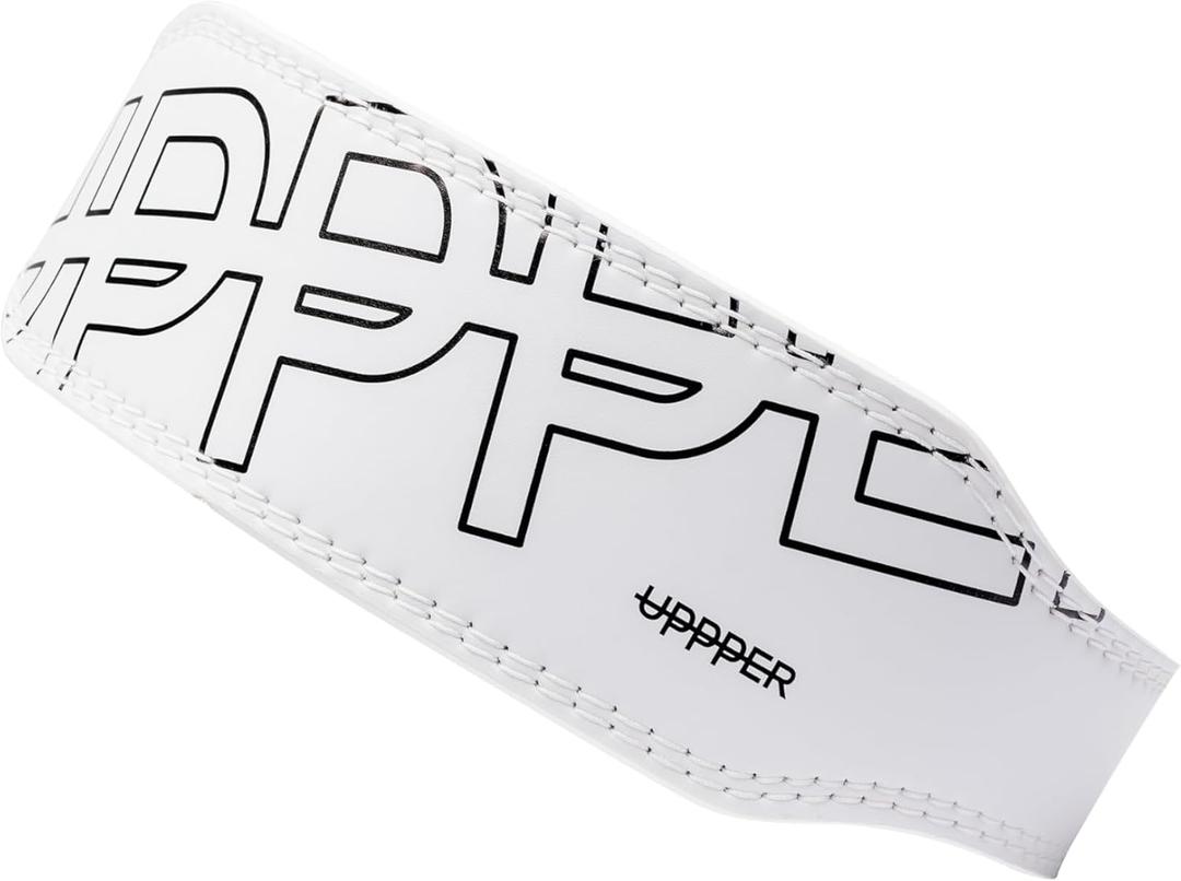 UPPPER Weight Lifting Belt - Double Prong 4 to 2.5 Tapered Premium Lifting Belt for Men and Women - Ultimate Back Support For Weightlifting and Powerlifting | Premium Fitness Gear (Small, White)