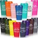 Pickmesh 15 Pcs Employee Appreciation Gifts Bulk 16 oz Plastic Tumbler with Lid Inspirational Staff Thank You Gifts for Team Reusable Travel Coffee Cups for Coworker Volunteer Teacher (Colorful)