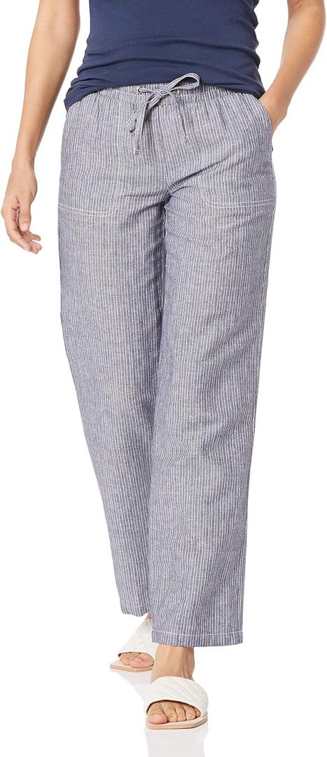 Amazon Essentials Women's Pull On Linen Blend Drawstring Relaxed Fit Wide Leg Pant (Gray, XS)