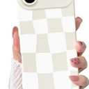 NITITOP Compatible for iPhone 17 Air Case Cute Aesthetic Checkerboard Larger Blocks Pattern for Women Girl Trendy Slim Fit TPU Silicone Shockproof Full Camera Protection Cover - White
