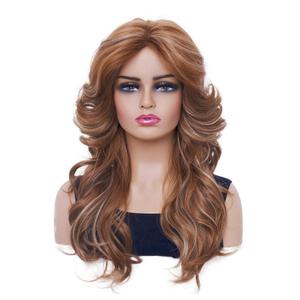 Rugelyss Vintage Wigs for Women Ginger Brown Mixed Blonde Wig for Lady Natural Synthetic Full Wigs for 70s 80s Cosplay Costume Disco Hair Wig