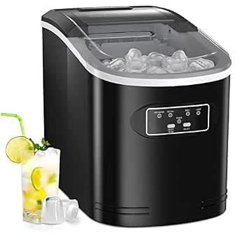 Silonn Ice Maker Machine Countertop, 26 lbs in 24 Hours, 9 Cubes Ready in 6 Mins, Self-Clean Ice Maker Compact Portable Ice Machine with Ice Scoop and Basket