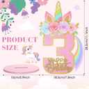 MiniInflat 1/2/3/4/5/6/7/8/9th Unicorn Birthday Party Decorations 11.8 Inch Wooden Table Centerpiece Number Sign for Girls Unicorn Party Supplies for Kids Anniversary Birthday(Number 3)
