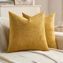 FUTEI Pack of 2 Velvet Throw Pillow Covers 26x26 Inch, Golden Yellow